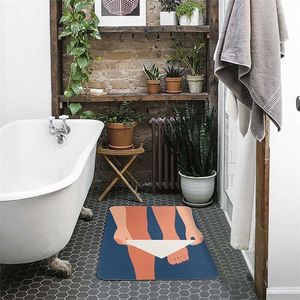 Ultra-thin Bathroom Rug Nordic Felt Funny Carpet Area Rugs Bath Room Rug Kitchen Floor Mats Doormat Chic Home Office Decor 211109