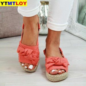 Sommar Casual Bow Slips Kvinnor Sandaler Spänne Rem Flats Skor Kvinna Solid Färg Peep Toe Sandalias Mujer Fashion Zapato Mujer 0 x0526