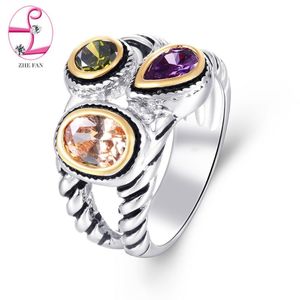 Twist Ring Cubic Zirconia Black Gold Color Vintage Rings For Women Men Tone Party Year s Gift Jewelry Band