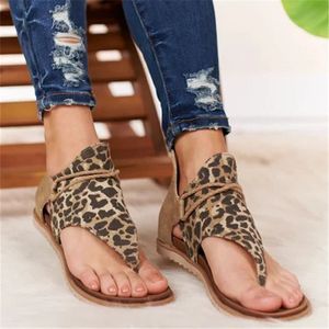 Mulheres Sandálias Primavera Roman Leopard Imprimir Sapatos Aberto das Mulheres Sapatos Flat Sapatos Luz Confortável Fashion Fashion Beau Beach Sandálias C0410