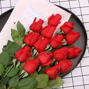 Elegantes rosas artificiais flores bando de seda flores de seda de buquê de buquê em casa decoração de casamento rosa floral