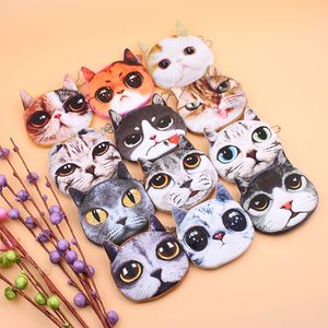 3D Cat Dog Face Peluche Portamonete Pouch Cute Puppy Pug Testa Chiusura a cerniera Portafoglio Cartoon Animal Bag Pendenti Charm M3962