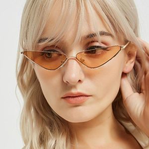 Солнцезащитные очки Vintage Triangle Cat Eye Women Sexy Retro Small Metal Frame Mirror Eyewear Brand Designer Feminino Cateye Eyeglasses