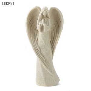European Guardian Sculpture Decoration Living Room Study Creative Statue Crafts Retro Home Accessories Prayer Angel 210414