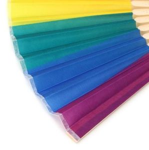 Nuovo arrivo stile cinese colorato arcobaleno pieghevole ventaglio a mano bomboniere souvenir di nozze omaggio per gli ospiti LLD10584