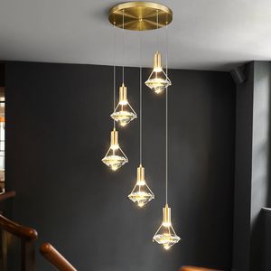 Customizable postmodern dining room K9 crystal LED Pendant Lamps bedroom lamp bedside chandelier AC 110V 220V