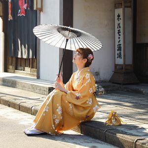 Аниме Косплей Костюм Хэллоуин Женщины Кимоно Традиционное Этническое платье Sakura Халат Юката Японское платье Длинная Элегантная Азиатская Одежда