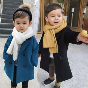 子供ウールコート春と秋の新しい子供たちは、男の子のためのハンサムボーイジャケットミディアムとロングコートを着用します1405 B3