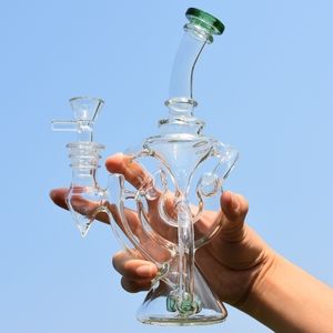 Tjock Recycler Glas Bongs Rökning Tillbehör för rökare Present 8,6 tums längd Percolator Utsökt Vattenrör Olja DAB Rig 14mm Kvinnlig led
