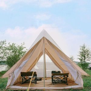2.75*2.4*2m Waterproof Cotton Canvas Bell Tent,Camping Tent ,Wedding Aluminum Pole 3-5person Family Tents And Shelters