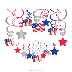 4 juli Party Decorations United States Independence Day Hängande Swirl American Flag Decor National Days Supplies