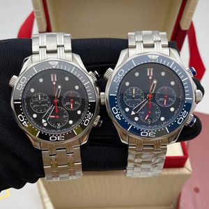 Brand Quart Battery Stainless Watch with blue black Dial Business Watches 2 Colors Steel Rubber Strap OG181