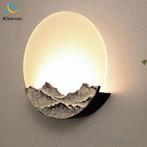 Vägglampa Kinesiska moderna enkla harts LED-lampor Sovrum Bedside Club Office Bar Stair Aisle Decorative Light Decor