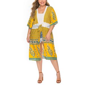 Wholesale sun protection clothing resale online - dresses Holiday Sun Protection Clothing Lace Stitching Flower Top