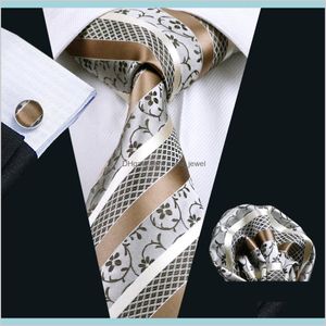 2016 Designer Brand Cravatta Sposo Gentiluomo Cravatte Grigio e Bianco Uomo Festa di Nozze Cravatta di Seta Formale Corbatas N-0905 Omi1U Lln6I