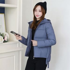 Winter Warm Jacket Women Parkas Outerwear Korea Fashion all-matched Casual Solid Hooded Short Coats Thick Cotton Padded D467 210512