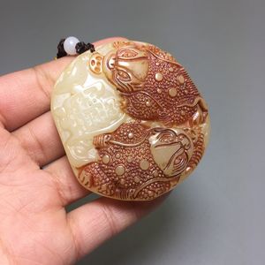 Çin antika el oyma altın cicada kolye