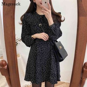 Plus Size Letnia Sukienka Kobiety Vintage Dot Eleganckie Biuro Damskie Mini Party Długi Rękaw Es Woman Robe Vestidos 210512