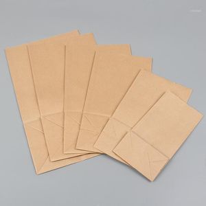 Storage Bags Takeaway Packaging Bag Bread Square Bottom Food Coating Oil-proof Kraft Paper