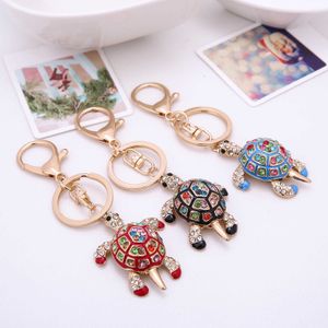 Fashion Animal Tortoise Keychain Car Keyring Turtle For Men Pendant Key Chain With Colorful Rhinestone Key Ring Key Holder G1019