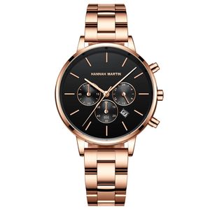 Titta på Kvinnor Rose Gold Luxury Lady Bnad Business Fashion Casual Vattentät Klockor Quartz Calendar Armbandsur