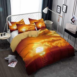 Golden Sunset Bedding Set Tropical Beach Holiday Duvet Cover Girl Bed Linne Sunrise Quilt Pillowcase Single Double Sets