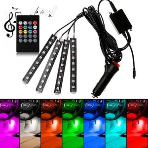 Carro LED Luz RGB Interior Luzes Automáticas Sincronização de Música Ritmo Som Função Ativa e Controle Remoto Sem Fio