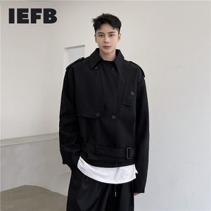 IEFB Mäns Slitage Silhouette Oversized Black Jacket Mäns Kortrock Vår Kausal Off Shoulder Workwear Kläder 9Y5559 210524