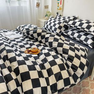 Wholesale twin sheets sets for sale - Group buy Bedding Sets Fashion Checkered Pattern Duvet Cover Pillow Case Bed Sheet Set King Queen Twin Size Leopard Polyester Suit