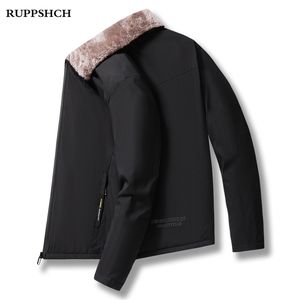 Autumn Winter Fleece Jackets Men Business Casual High Quality Middle-aged And Elderly Stand-up Collar M-8XL 211126