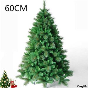 60cm Konstgjord julgran Inomhus Juldekoration PVC Material Återanvändbara Xmas Träd Hem Årebeskrivning Tillbehör Prydnad 211109