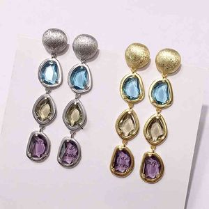 Geometer Stone Designer Popular Brand Candy Dangle Orecchini per le donne Luxury Rose Gold 585 Silver Colory Jewelry Mix