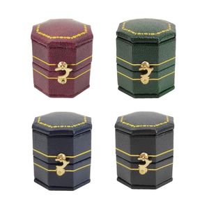 Worzaki biżuterii, Torby Eleganckie Wyświetlacz biżuterii Równy Octagon Ring Storage Box Prezent Engagement