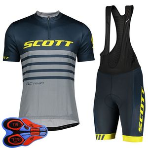 Yaz Scott Takımı Erkek Bisiklet Forması Takım Kısa Kollu Bisiklet Gömlek Önlüğü Pantolon Setleri Hızlı Kuru Nefes Pro Yarış Giyim Boyutu XXS-6XL Y21041037