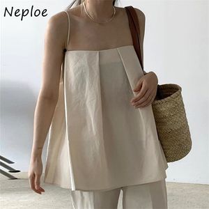 Spring Summer Outwear Sexy Camis Feminino Sleeveless Strapless Shoulder Korean Loose Tank Top Open Back Solid 210422