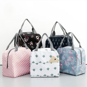 Nekbanden functionele patroon koeler lunchbox draagbare geïsoleerde canvas tas thermische picknicktassen voor vrouwen kinderen
