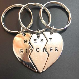 3 / Set New Heart Broken Best Bitches Forever Keychain Key Ring Jewelry Gift for A Female Friend G1019