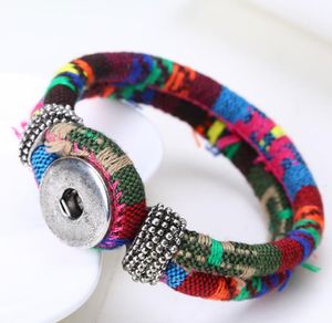 2021 böhmische Mehrfarbige Baumwolle Schnüre Armbänder Silber Farbe Ethnische Wrap NOOSA Druckknopf Schmuck Frauen Zubehör Pulseras Mujer