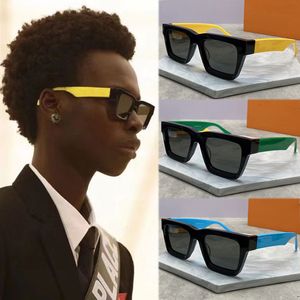 Mens POP SUNGLASSES Z1556E square black blue thick plate bevel design Women designer glasses Z1555W fashion trend wild UV400 eye protection belt box