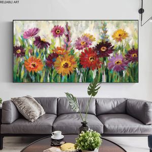 Pintura de flores arte de arte de parede de arte para sala de estar cartazes coloridos e impressões modernas decoração de casa paisagem cuadros