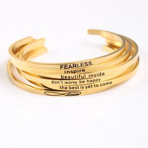 Bangle H L Initial Gold Trend Quotes Mantra Armband L Rostfritt Stål Öppna Manschettkorg Mode Inspirerande Smycken