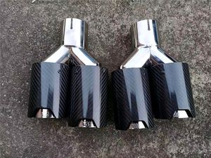 2 PCS Car Carbon Fiber Exhaust Twin End Pipes for BMW 92MM OUTLET M performance Dual Tips