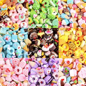 Nail Art Decorations 10Pcs Bag Mixed Ice Cream Charms 3D Sweet Candy DIY Ornaments Resin Kawaii Lollipop Korean Manicure Accessories