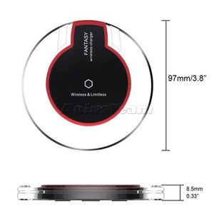 Qi Wireless Charger Crystal Round laddning Pad Docking Dock Station för iPhone 13 12 11 X 8 Plus för Samsung Galaxy Note 20 S21 Ultra Plus S8 S7 S6 Edge