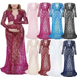 Fashion Gravid Women Photography Props Maternity Dress Lace Maternity Klänning Fancy Shooting Bilder Sommar Maternity Dress Q0713