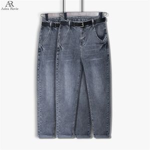 Jeans för kvinnor hög midja plus storlek full längd lösa denim mamma harem byxor 210708