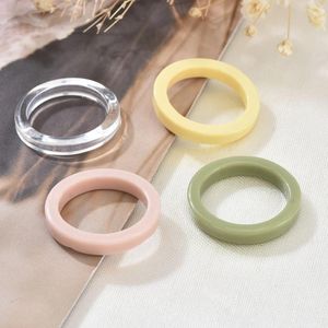 2021 Colorful Transparent Acrylic Round Geometric Ring Resin Tortoise Rings for Women Girls Jewelry