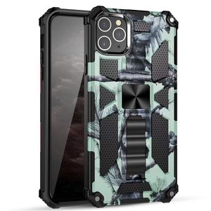 Camouflage Shockprooof Anti-drop Cell Phone Cases Cover with Bracket for iPhone 13 12 11 Pro Max X Xs Xr 8 7 6S Plus SE2020 DHL Fast
