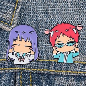 Pins, broscher LT1374 Japanska Saiki Kusuo Anime Badges Cute Manga Enamel Pin Brosch för Kläder Lapel Pins Ryggsäck Tillbehör Gåvor Juvel