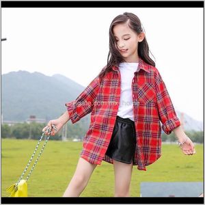 Baby Baby Maternity Drop Delivery 2021 Teenage Big Kids Spring Autumn Childrens Clothing Plaid Shirts Girls Long Sleeve Tops 6 8 10 12 14 Yea